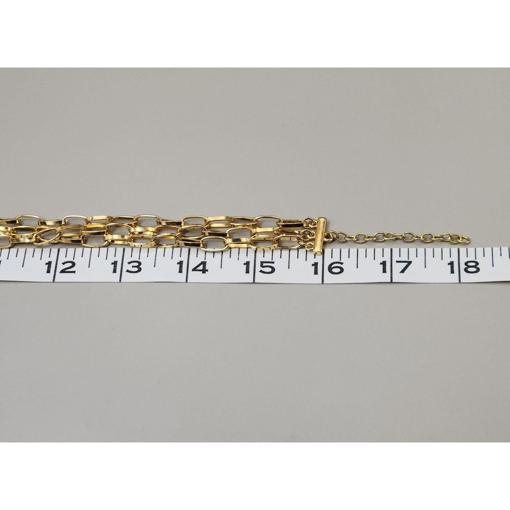 Vintage Monet Gold Tone Triple multi Chain Oval Link Necklace 16"-18" Adjustable - Picture 4 of 8